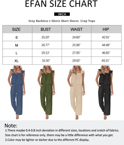 Vista 5 de AUTOMET Womens 2 Piece Outfits Tracksuits Lounge Matching Sets Two Piece Linen Pants Ruffle Shoulder Trendy Clothes 2023