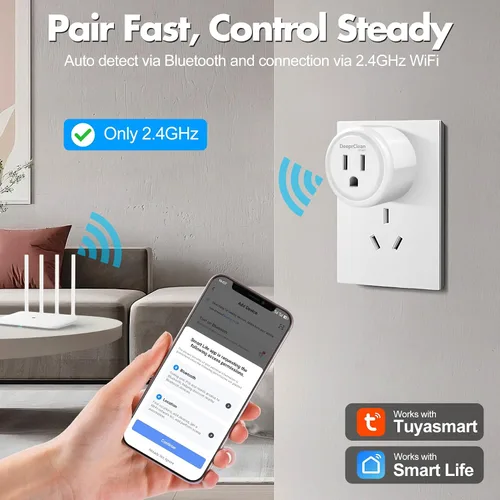 Vista 2 de DeeprClean Mini enchufes inteligentes que funcionan con Alexa, enchufe Wifi compatible con Google Assistant, toma controlada por aplicación