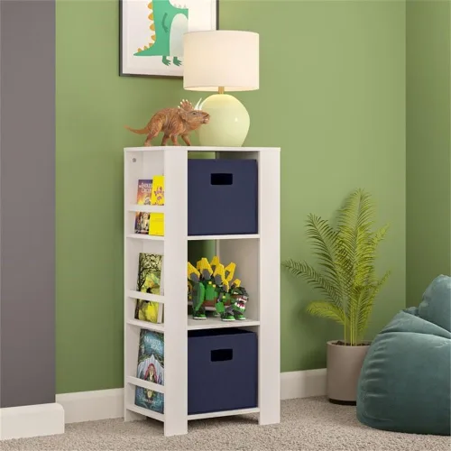 Vista 8 de RiverRidge Book-Nook Tower - Estantería infantil y organizador de almacenamiento de juguetes con 3 cubos y 6 estantes para libros, organizador
