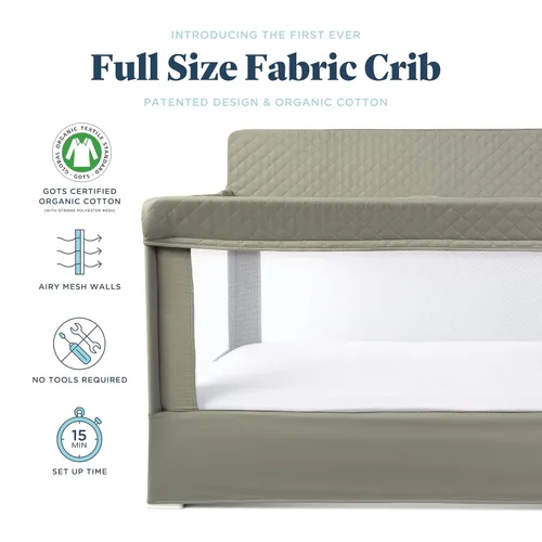 Vista 3 de Cuna de tamaño completo Baby Delight Lunaire Cuna transpirable de malla para bebé Cama para bebé con ensamblaje sin herramientas Tela 100%