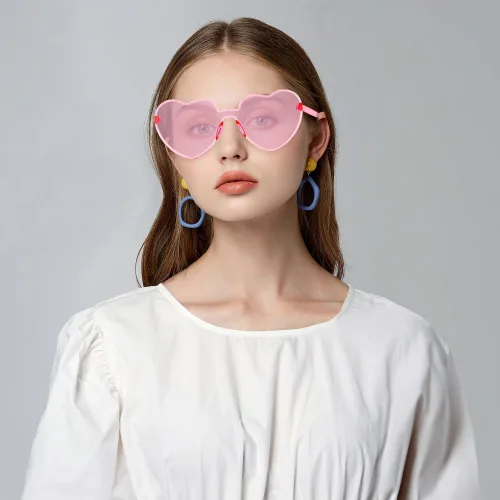 Vista 6 de Lentes de sol con forma de corazón para mujer, 2 pares de lentes de sol para mujer, regalos de despedida de soltera