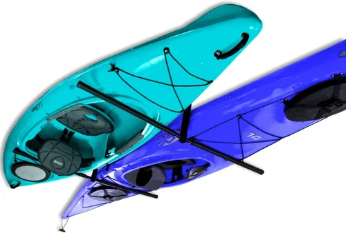 Vista 6 de StoreYourBoard Almacenamiento de techo para kayak, soporte organizador de garaje resistente ajustable