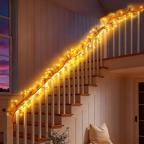 Vista 9 de Luces de vid de sauce para marco de ventana: decoraciones de Navidad de 7.9 pies, luces de hadas de vid de sauce para decoración de pared