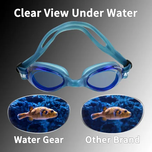 Vista 7 de Water Gear Racer - Gafas de natación antiniebla, ideales para piscina y buceo, unisex Azul con marco azul