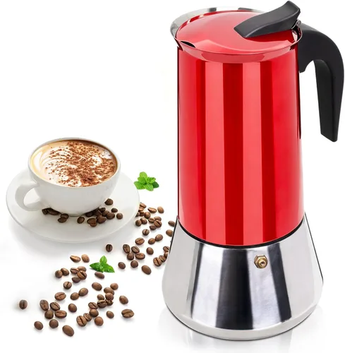 Vista 13 de 2 tazas de 3.4 fl oz Moka Pot de acero inoxidable, cafetera para estufa, cafetera italiana, estilo clásico, Greca Café, máquina de moca