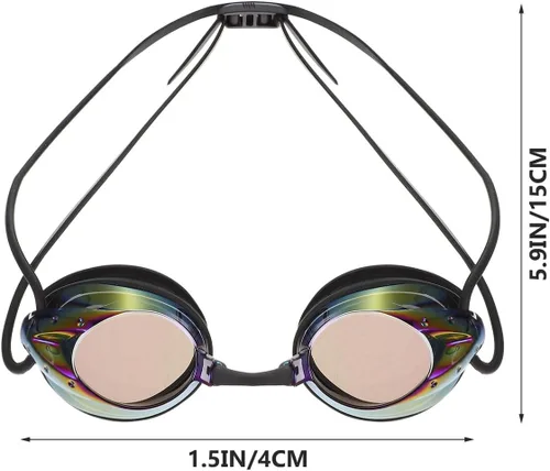 Vista 2 de Gafas de natación antivaho para adultos, equipo de natación negro con correa ajustable, cómodas gafas de piscina para hombres y mujeres
