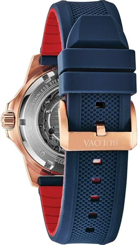 Vista 2 de Bulova - Reloj automático analógico para hombre con correa de silicona 98A227 Reloj automático