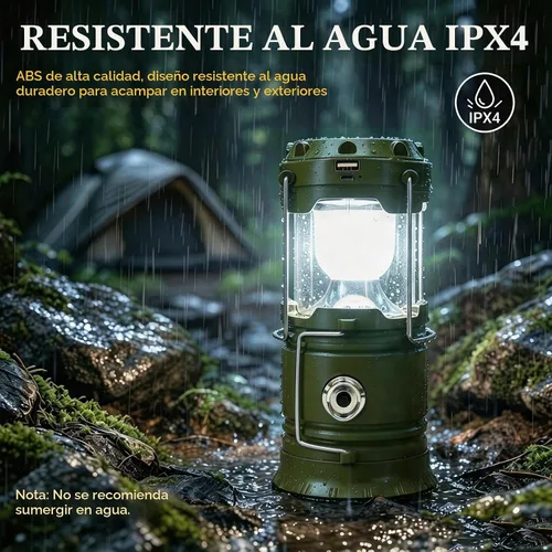 Vista 4 de DIBMS Linterna solar para camping, linterna LED plegable luces de emergencia (moderno, verde militar)