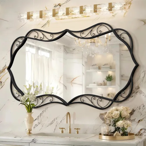 Vista 11 de Besdomus Espejo de baño negro moderno: espejos de baño grandes de 24 x 36 pulgadas para colgar sobre el fregadero, colgante vertical u horizontal
