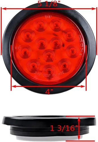 Vista 3 de Astra Depot Juego de 4 unids rojo 4 "redondo 12 LED Stop Running Luz trasera Ojal Plug para vehículo largo camión remolque