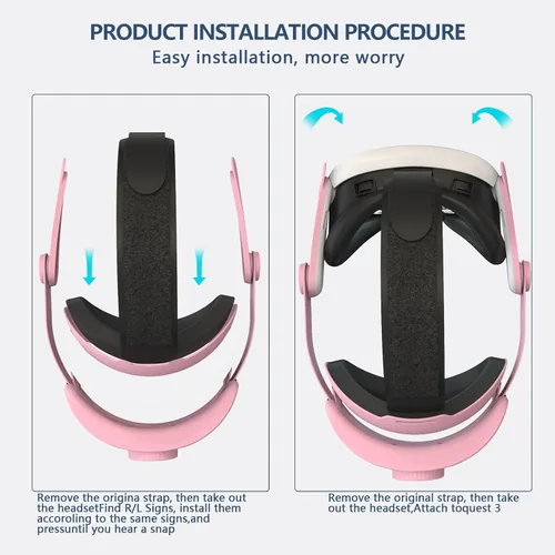 Vista 4 de Comfort Head Strap for Oculus Quest 3, MTomatoVR Lightweight Replacement Strap VR Accessaries, Reduce Face Pressure Comfortable Convenient Flip