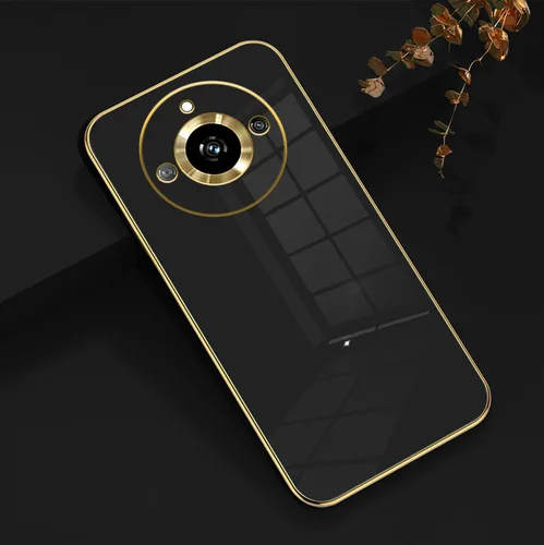 Vista 2 de Compatible con Realme 11 Pro Plus Funda de silicona rosa, chapado para Realme 11 Pro Plus, funda delgada y suave a prueba de golpes (negro)