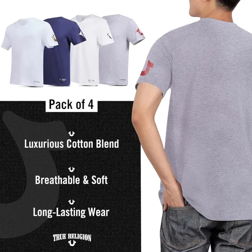 Vista 5 de True Religion Mens Undershirts 4 Pack Mens Lightweight Mens Undershirt, 100% Cotton