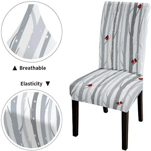 Vista 194 de CAPSCEOLL Christmas Dining Chair Covers,Snowflakes Festive Winter Pattern Stretch Chair Covers for Dining Room Set of 2 Washable Spandex Parson