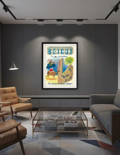 Vista 7 de Beirut Lebanon by Clipper - Pan American World Airways - Puerta de enlace al Medio Oriente - Póster vintage de viaje de aerolínea c.1951 - Impresión