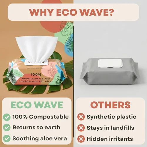 Vista 7 de Eco Wave Toallitas de aseo para perros y gatos, sin perfume
