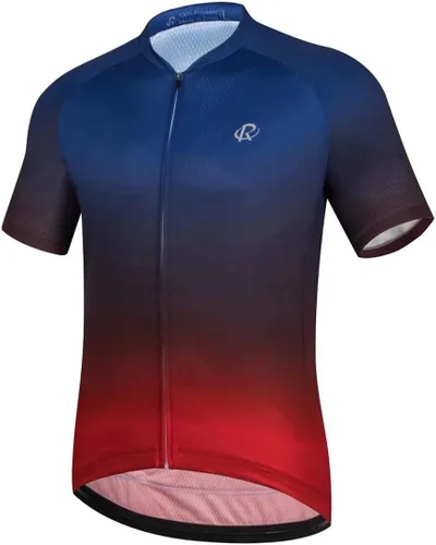 Vista 2 de ROTTO Camiseta de ciclismo de manga corta para hombre, color degradado, serie Pro con bolsillo trasero con cremallera, L
