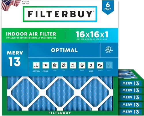 Vista 73 de Filterbuy Filtro de aire MERV 13 de 8 x 14 x 1 pulgadas para defensa óptima contra el humo y la alergia (paquete de 6), repuesto de filtros