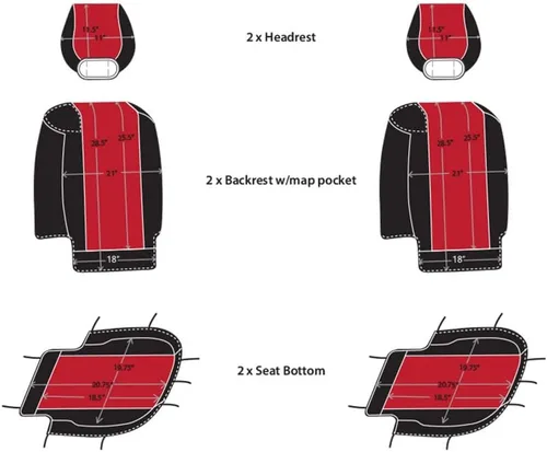 Vista 7 de CarsCover Fundas de neopreno para asientos delanteros de camioneta pick-up, ajuste personalizado, para Ford F150 2004-2008, lados rojo rosa y negro