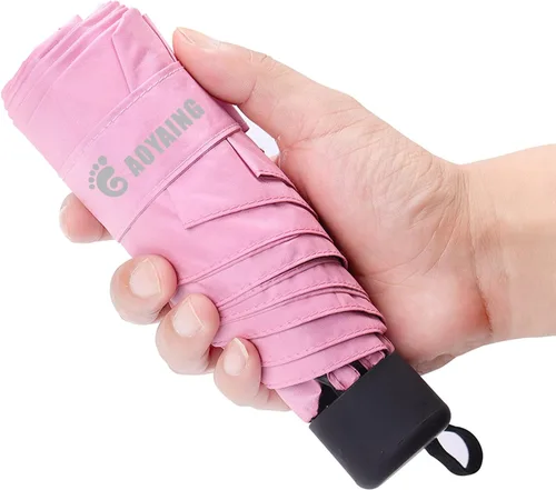 Vista 3 de GAOYAINIG - Mini paraguas pequeño con estuche de diseño ligero y compacto, perfecto para viajes, sombrilla portátil ligera para exteriores