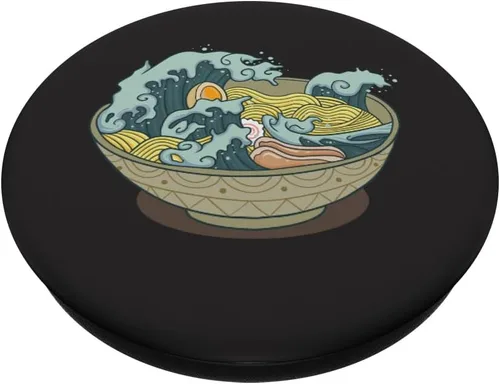 Vista 2 de Anime Ramen Great Wave of Kanagawa - PopSockets de comida japonesa PopGrip: agarre intercambiable para teléfonos y tabletas