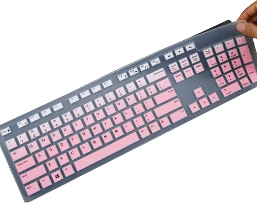 Vista 5 de Protector de teclado de silicona antipolvo transparente compatible con Dell KB212-B, KB4021, 2GR91, 4G481, PC de escritorio delgado USB de 104