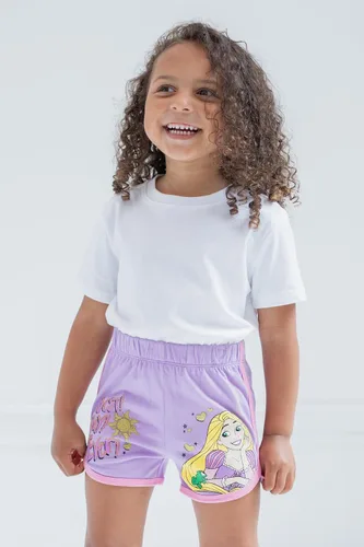 Vista 2 de Disney Moana Rapunzel Tiana French Terry - Paquete de 3 pantalones cortos para niñas pequeñas a grandes