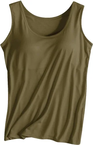 Vista 16 de Camiseta sin mangas con brasier integrado para mujer, sin mangas, correa ancha, ropa de dormir básica, para entrenamiento, yoga, camisola acolchada