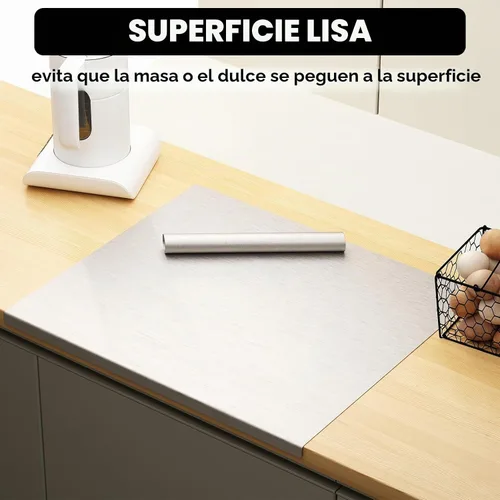 Vista 7 de Tabla de cortar de acero inoxidable con borde de 31.5 pulgadas de largo x 22.8 pulgadas de ancho, tabla de cortar grande, tabla de amasar, tabla