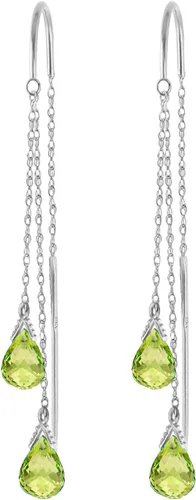 Vista 2 de Galaxy Gold GG Pendientes roscados de oro blanco de 14 k, Metal Gema, Peridoto