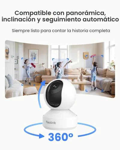 Vista 3 de REOLINK Cámara de seguridad para interiores, cámara WiFi enchufable Super HD de 5MP con PTZ, seguimiento automático, IA humana/mascota, ideal