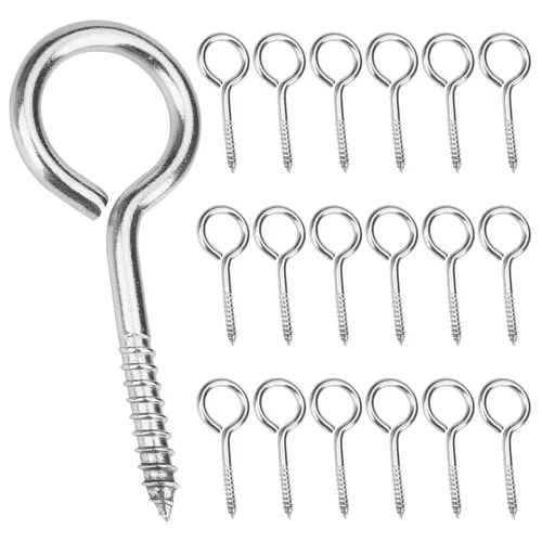 Vista 8 de Aovchei - 150 tornillos de ojo de acero inoxidable 304 de 0.59 pulgadas, ganchos de tornillo Rust-Resistant Self Tapping Eyelet Bolts for Wood
