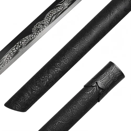 Vista 4 de Espada Katana japonesa hecha a mano, espada samurái de acero al carbono sin afilar con vaina, espada de espiga completa para colección, exhibición