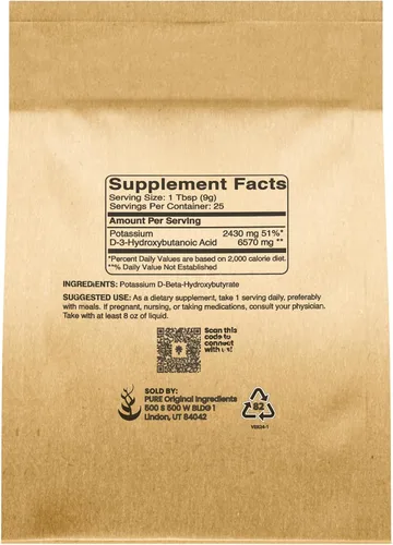 Vista 2 de Pure Original Ingredients Potasio BHB, (8 oz) D-beta-hidroxibutirato de potasio, puro