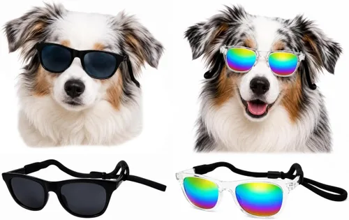 Vista 21 de G006 - Lentes de sol para disfraz de perro mascota de los años 80, para sesión de fotos, razas medianas de 20 a 40 libras