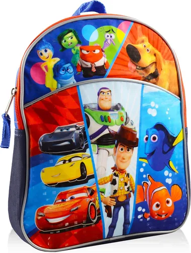 Vista 2 de Disney Pixar Mini mochila para niños y niñas Mochila premium de 11 pulgadas con Toy Story, Disney Cars, Buscando a Nemo, dentro y fuera