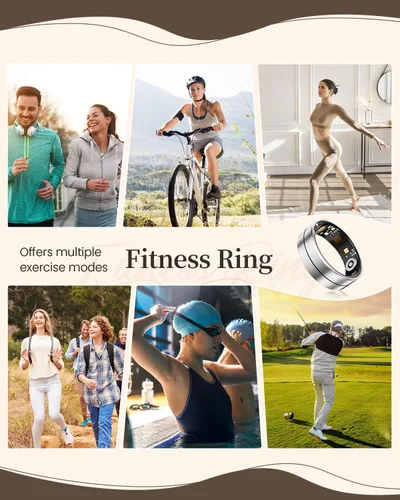 Vista 5 de Fvtga Anillo de salud inteligente para mujeres y hombres, rastreador de actividad física con frecuencia cardíaca, oxígeno en sangre y monitoreo