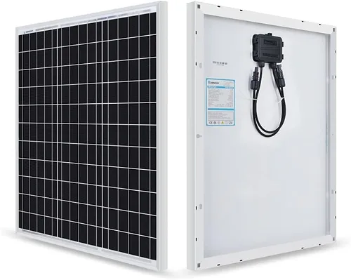 Vista 2 de Renogy Panel solar monocristalino de 50 vatios y 12 voltios (diseño compacto) y soportes Z de montaje en panel solar, construcción ligera