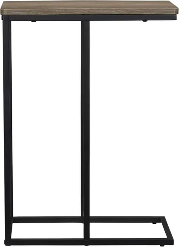 Vista 5 de Household Essentials Mesa auxiliar estrecha industrial Ashwood Marco de metal en forma de C y parte superior rectangular de madera sintética, mesa