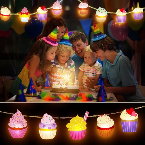 Vista 2 de VIHOSE - Guirnalda de 20 luces LED para cupcakes, 10 pies, funciona