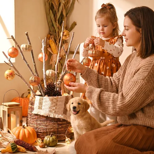 Vista 2 de DecorbyHannah - Adornos de otoño de 9 quilates, 3.15 pulgadas, decoración