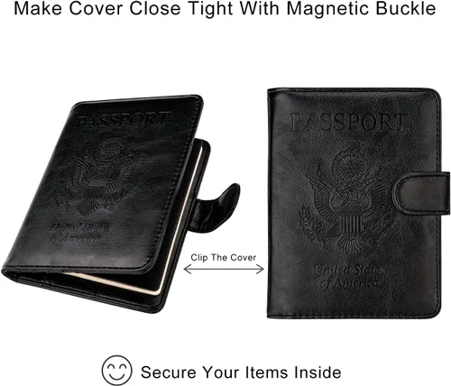 Vista 5 de WALNEW Funda para pasaporte de viaje, pasaporte, tarjetero, cartera