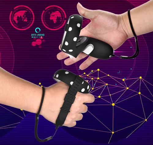 Vista 2 de XIAOGE Accesorios de control para Oculus Quest 2 con combo de cubierta facial accesorio de auriculares VR a prueba de sudor y anticolisión
