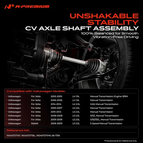 Vista 2 de A-Premium Juego de eje de transmisión compatible con Volkswagen Jetta 2005-2014, Rabbit 2006-2009, 1.9L 2.0L 2.5L, transmisión manual solamente