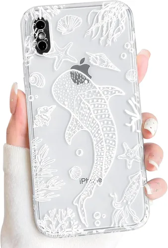 Vista 16 de NITITOP Funda para iPhone 13 Clear Sea Animal - Pez negro Pescado Negro
