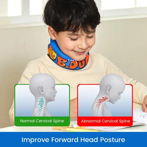 Vista 3 de Velpeau Soporte de cuello suave para corrección de postura, evita la cabeza hacia adelante para niños, adolescentes, niños y niñas, cuello cervical