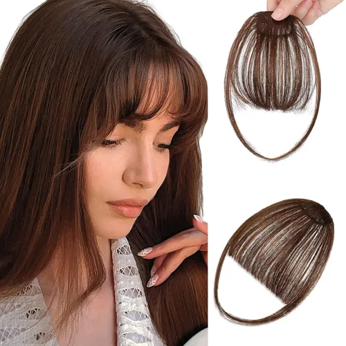 Vista 12 de Flequillo con clip, flequillo falso fácil de usar, flequillo de clip en flequillo, extensiones de cabello rubio francés, flequillo sintético