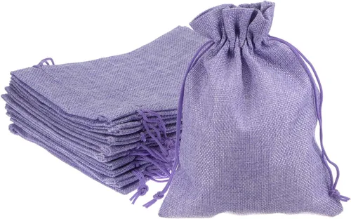 Vista 9 de HARFINGTON 10 bolsas pequeñas de arpillera con cordón, bolsa de regalo de 5 x 7 pulgadas, bolsas de joyería para regalos de fiesta de boda, regalos