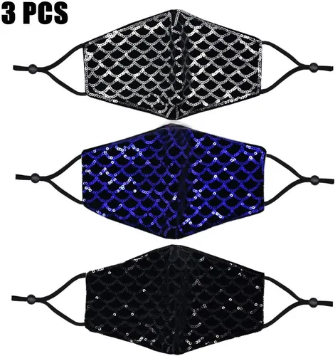 Vista 2 de Uoudio - Cubrebocas con cristal y diamantes de imitación, moderno y reutilizable para mujeres y mascarada