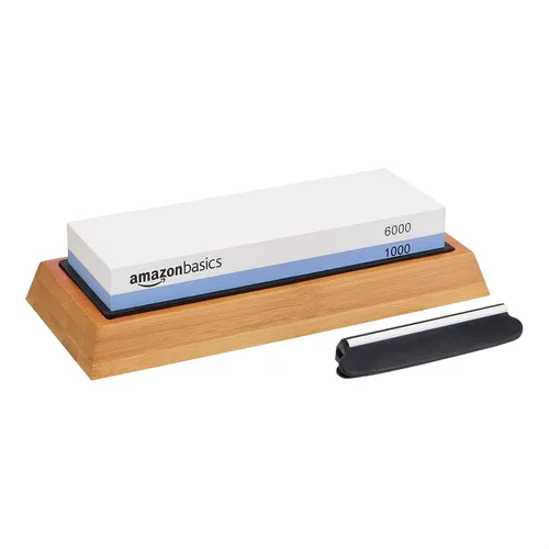 Vista 9 de Amazon Basics Piedra afiladora de cuchillos Whetstone de piedra húmeda de doble cara con piedras de grano 400/1000 y 3000/8000, piedra